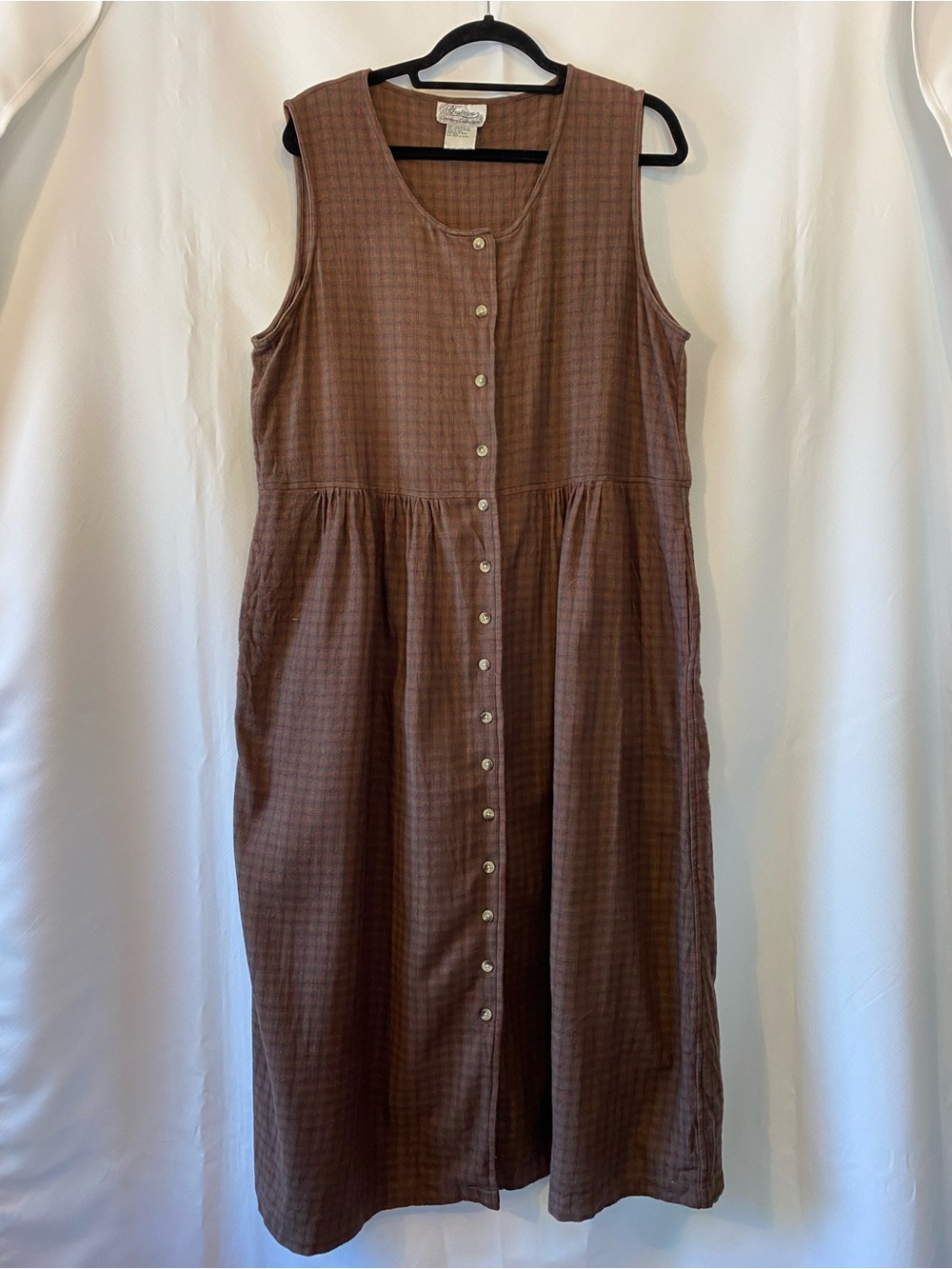 Tradition Country Collection Women's Cotton Gingham Sleeveless Midi Dress 16